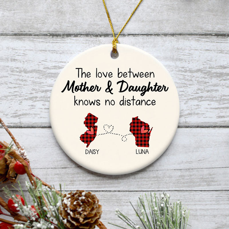 Mother and Daughter Long Distance, Personalized State Colors Ornaments, Custom Christmas Gift