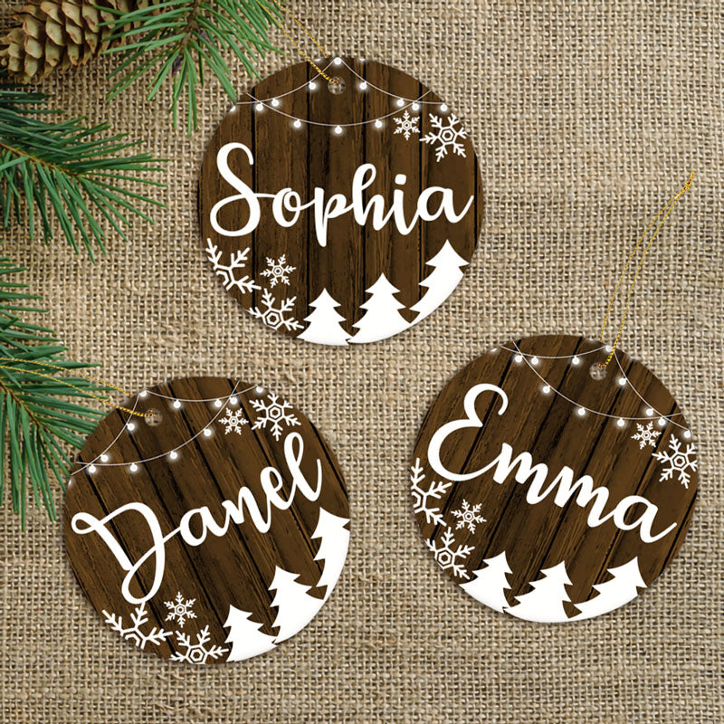 Personalized Name Wood, Christmas Ornaments, Custom Holiday Decoration