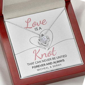 Love Is An Untied Knot, Personalized Luxury Necklace, Message Card Jewelry, Gifts For Her