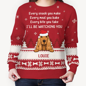 Every Snack You Make, Personalized All-Over-Print Sweatshirt, Christmas Gift For Dog Lovers