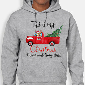 Christmas Movie Watching Shirt, Personalized Custom Hoodie, Sweater, T shirts, Gift for Dog Lovers