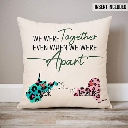 Together Apart, Personalized State Colors Pillow, Custom Christmas Gift