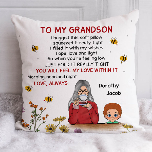 Grandson Photo Pillow Personalized, Grandson Christmas Gifts From Grandma,  Inside This Pillow Is A Peace Of My Heart Grandson Gifts - Best Personalized  Gifts For Everyone