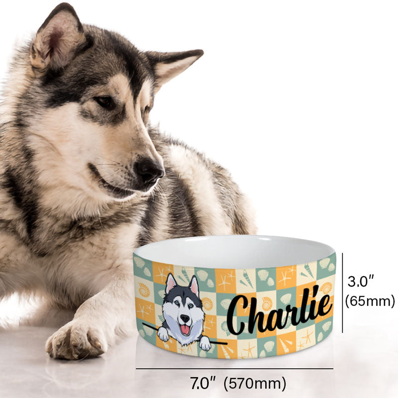 Personalized Custom Dog Bowls, Sea Shells, Gift for Dog Lovers