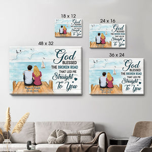 Personalized God Blessed The Broken Road Canvas, Beach Dock, Premium Canvas Wall Art
