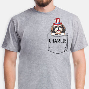 Pocket Tee Dogs, 4th Of July, Gift For Dog Lover, Custom Shirt For Dog Lovers, Personalized Gifts