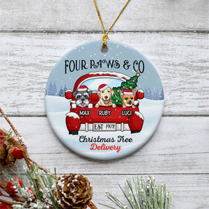 Christmas Tree Delivery, Personalized Circle Ornaments, Custom Gift for Dog Lovers