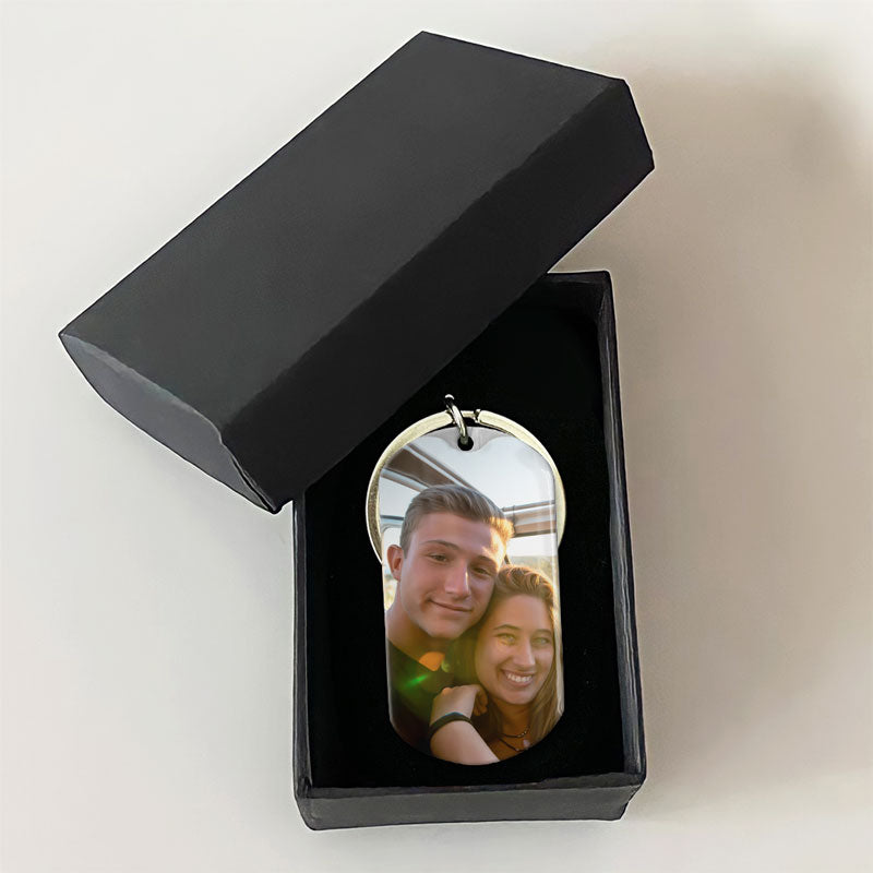 Custom Photo Keychain, Gift for Him - Distance Has Nothing on US, Personalized Anniversary Gift, PersonalFury, with Gift Box / Pack 5