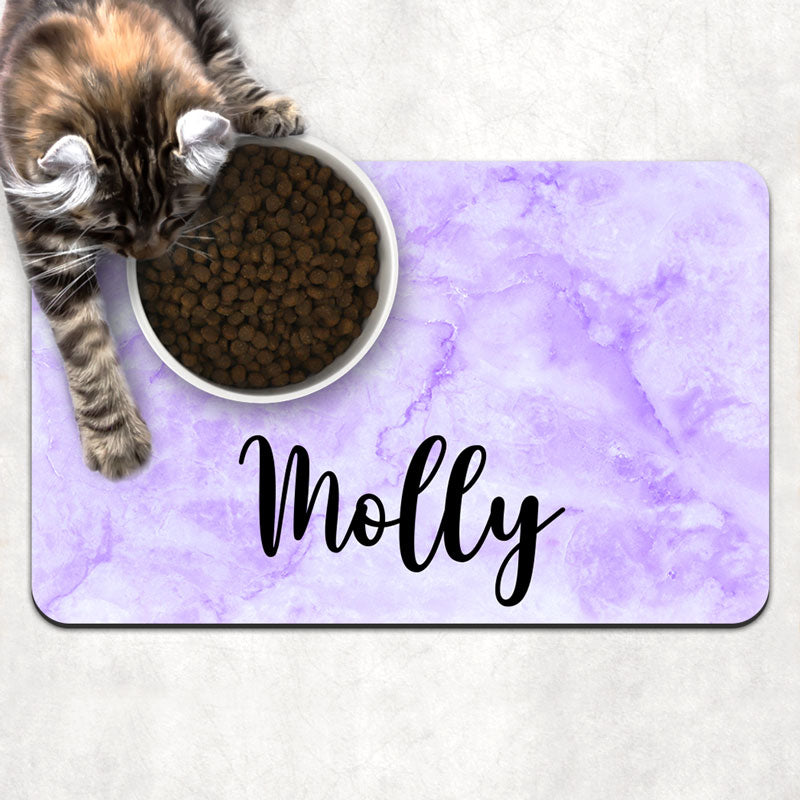 Custom Marble Background Pet Placemat, Personalized Pet Food Mat, Gifts For Pet Lovers