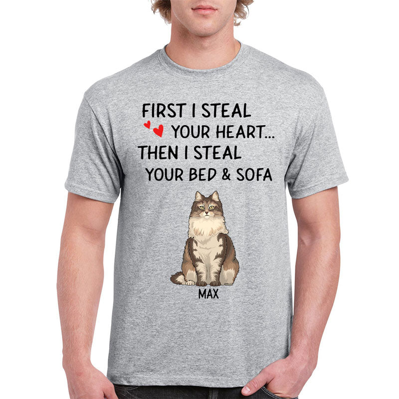 Steal Your Heart, Funny Personalized Shirt, Custom Gift for Cat Lovers, Custom Tee