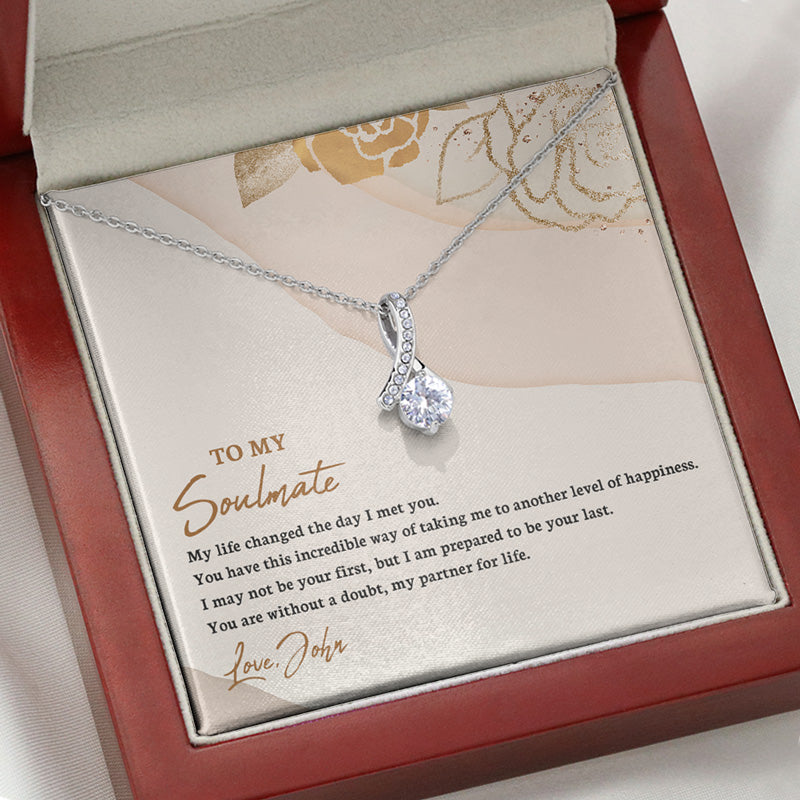 My Life Changed The Day I Met You, Personalized Luxury Necklace, Message Card Jewelry Gift For Her