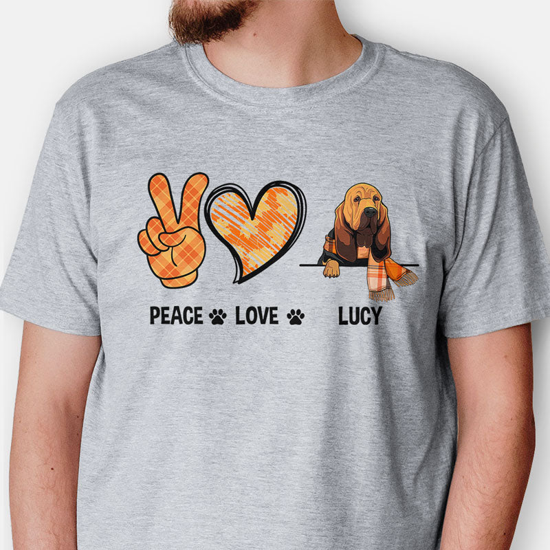 PersonalFury2 Personalized July 4th Shirt, Gift for Dog Lovers - Peace Love Dogs, 4th of July, Custom Shirt, PersonalFury, Basic Tee / Sport Grey / L