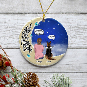I Love You To The Moon And Back, Personalized Christmas Ornaments, Memorial Gift For Dog Lovers