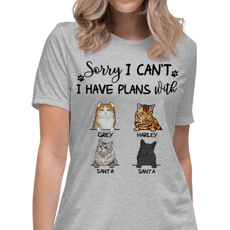 Sorry I Have Plans With Cats, Custom Shirt, Personalized Gifts for Cat Lovers