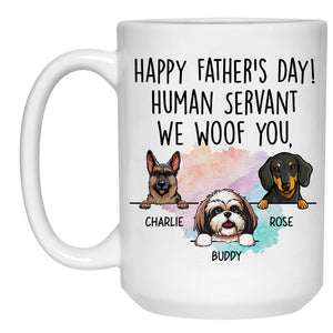Human Servant, Dogs Dad Mugs, Funny Custom Coffee Mug, Personalized Gift for Dog Lovers