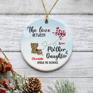 Mother and Daughter Long Distance, Personalized State Ornaments, Custom Holiday Gift