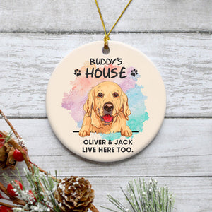Live Here Too, Personalized Circle Ornaments, Custom Gift for Dog Lovers