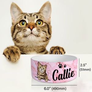 Personalized Custom Cat Bowls, Pink Marble, Gift for Cat Lovers