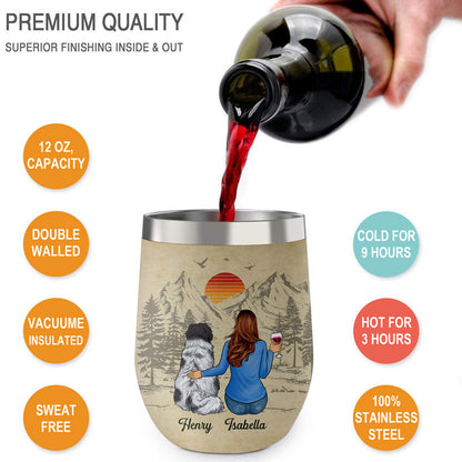 A Girl And Her Dogs, Personalized Wine Tumbler Cup, Custom Gift For Dog Lovers, Mother's Day Gifts