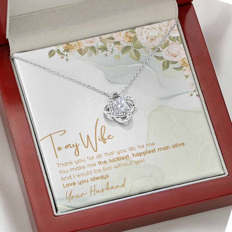 The Luckiest Happiest Man Alive, Personalized Luxury Necklace, Message Card Jewelry, Gift For Her