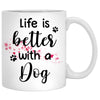 Life is better with a dog, Red Tree, Personalized Mugs, Custom Gifts for Dog Lovers