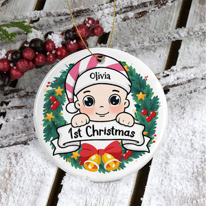 Baby's First Christmas, Christmas Wreath Ornament, Personalized Christmas Ornaments, Custom Ornament For Baby