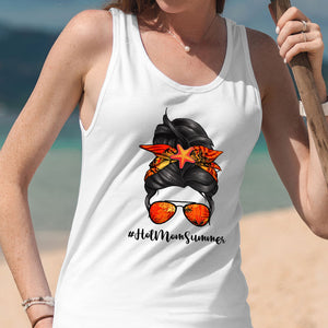 Hashtag Hot Mom Summer Messy Bun, Personalized Summer T-Shirt, Tank Top