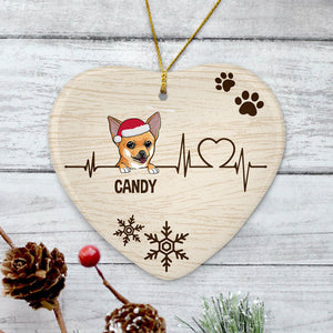 Heart Beat Christmas Ornaments, Personalized Heart Ornaments, Custom Gift for Dog Lovers
