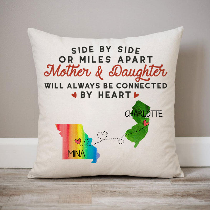 Mother and Daughter Long Distance Heart, Personalized State