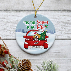 Tis The Season To Be Jolly, Personalized Circle Ornaments, Custom Gift for Dog Lovers
