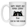 Happy Father's Day Furry Overlord Mugs, Funny Custom Coffee Mug, Personalized Gift for Cat Lovers