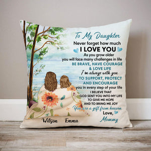 Personalized Gift To Daughter, Granddaughter Lake View, Never Forget How Much I Love You, Custom Pillow
