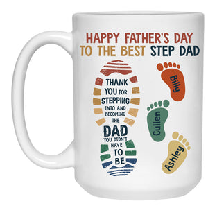 Happy Father's Day To The Best Step Dad, Personalized Mug, Funny Father's Day gift