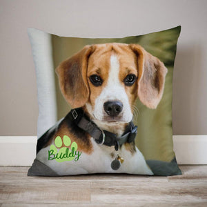 Pet's Face Paw Print Pillow, Personalized Pillow, Custom Gifts For Pet Lovers