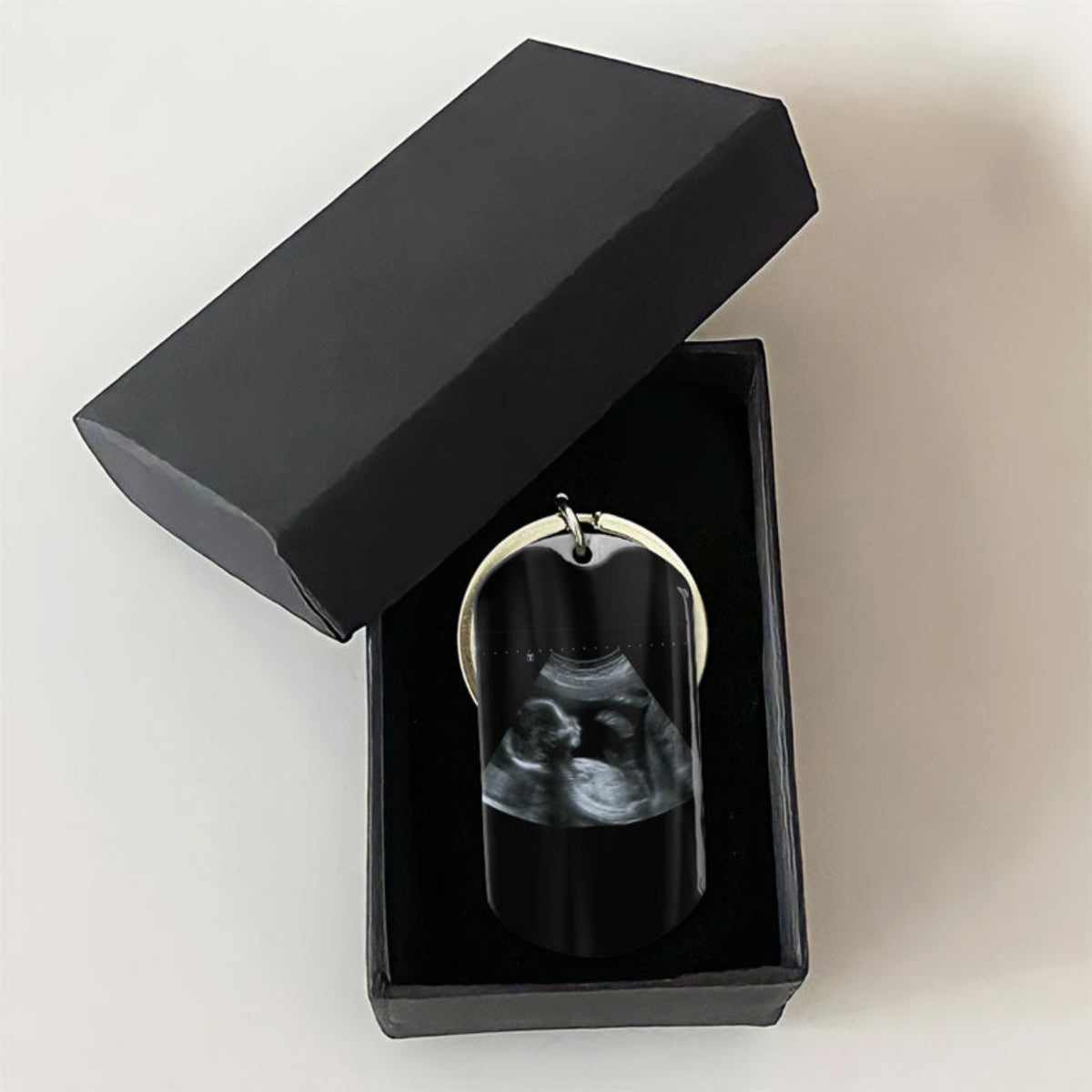 Snuggled Up, Personalized Ultrasound Photo Keychain, Gift For Father To Be