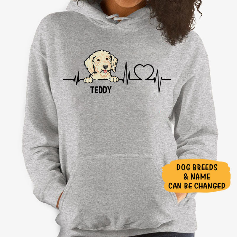 Dog Heartbeat, Personalized Custom Hoodie, Sweater, T shirts for Dog Lovers