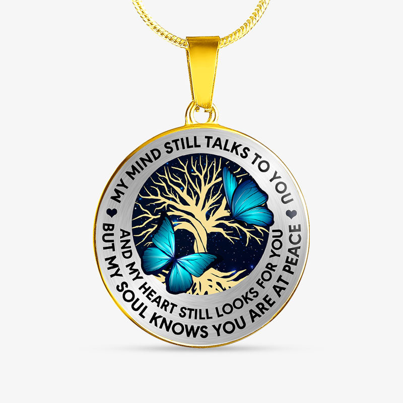 My Mind Still Talks To You, Luxury Picture Necklace, Unique Custom Engrave Circle Pendant