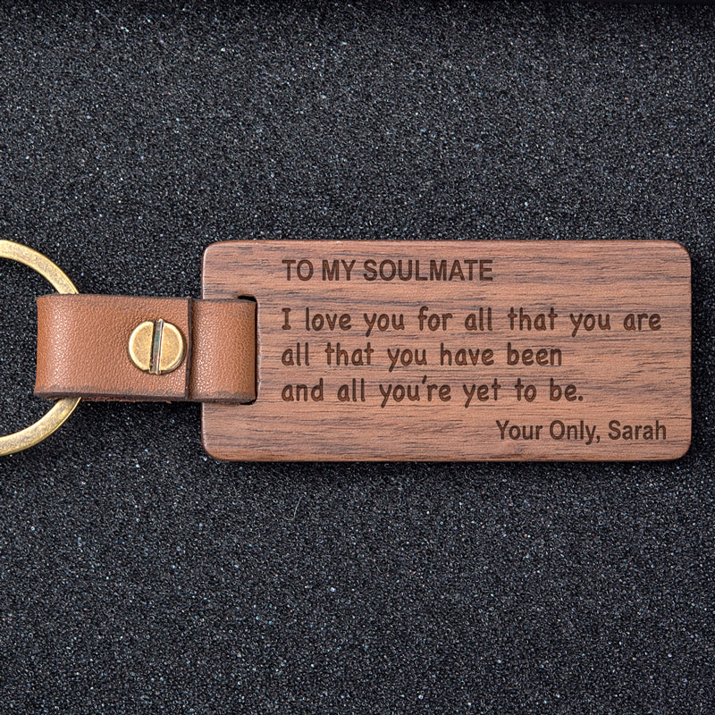 Custom Keychain, Gift for Him - Personalized Engraved Wood Keychain, Anniversary Gift, PersonalFury, Pack 5