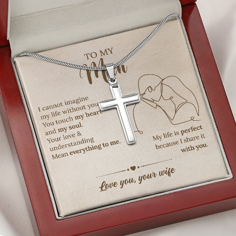 You Touch My Heart, Personalized Cross Necklace, Message Card Jewelry, Gifts For Him