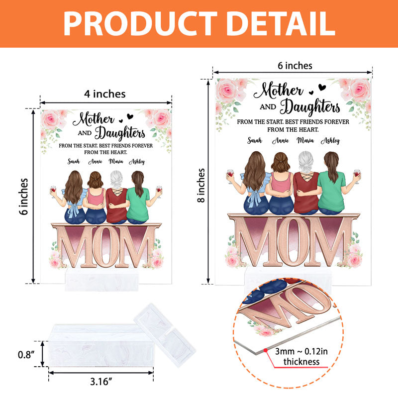 The Love Between Mother And Daughters Knows No Distance, Personalized Acrylic Plaque, LED Light, Mother's Day Gifts