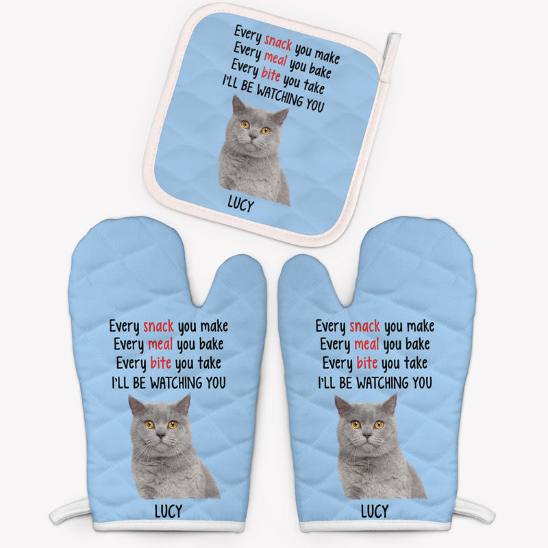 Every Snack You Make, Personalized Oven Mitts, Gifts For Pet Lovers, Custom Photo
