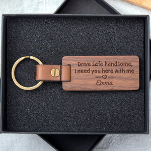 I Need You Here With Me, Personalized Engraved Wood Keychain, Gifts For Him