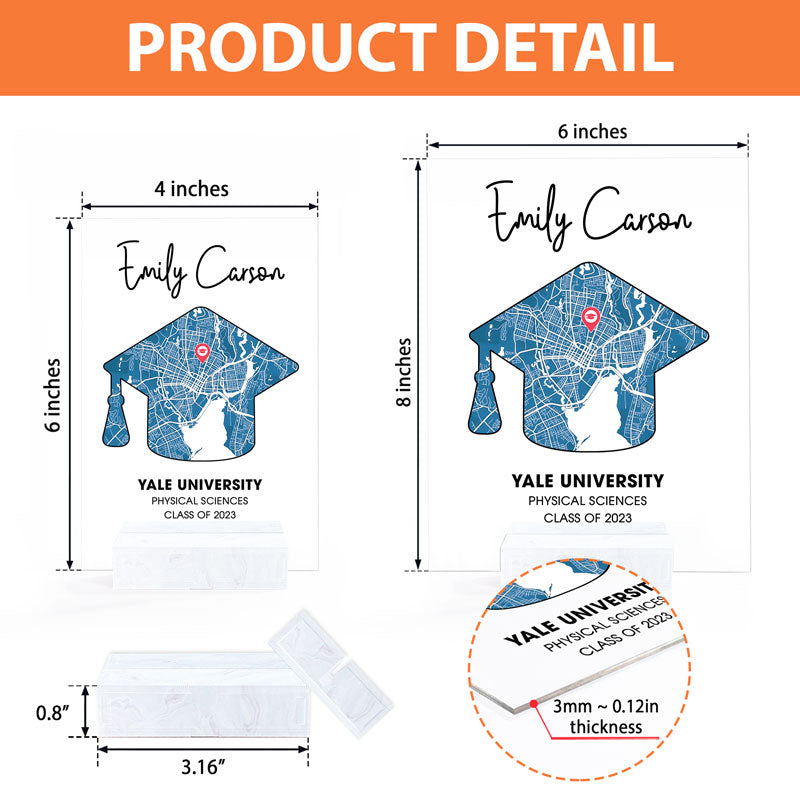 Graduation Map Plaque, Personalized Acrylic Plaque, LED Light, Graduat ...