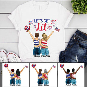 Let's Get Lit Personalized July 4th Gift, Custom T Shirt, Personalized Best Friends Tee for Independence Day