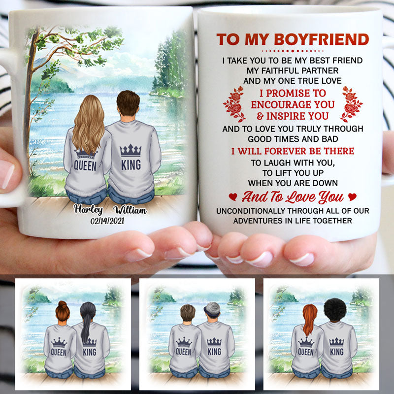 To My Boyfriend I Promise To Encourage You, King Queen , Anniversary gifts, Personalized Mugs, Valentine's Day gift