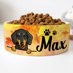 Personalized Custom Dog Bowls, Autumn Leaves, Gift for Dog Lovers
