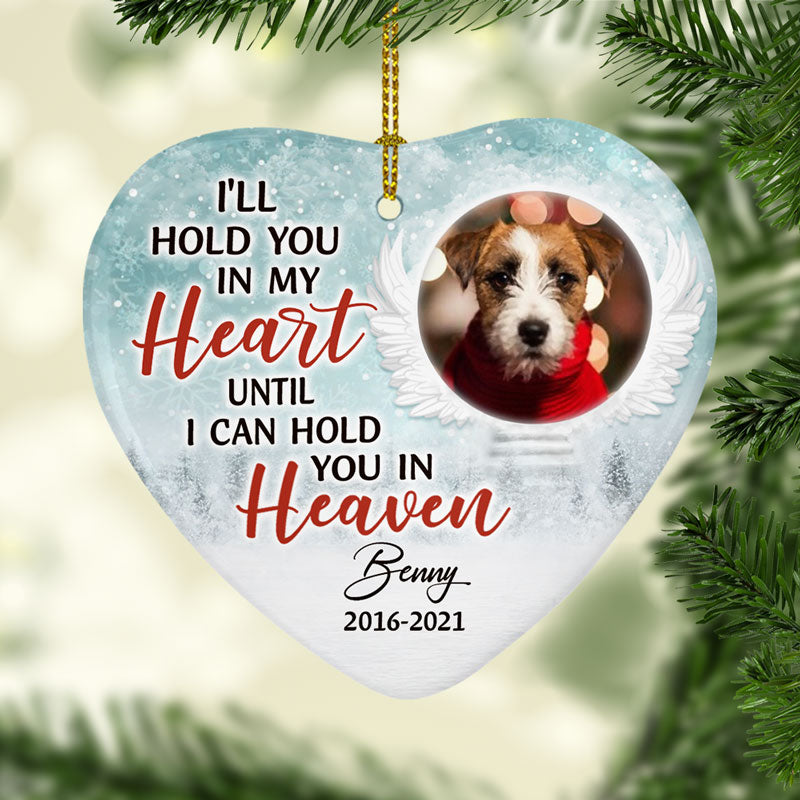 I'll Hold You In My Heart, Personalized Heart Ornaments, Custom Photo Memorial Gifts, Custom Gift for Pet Lovers