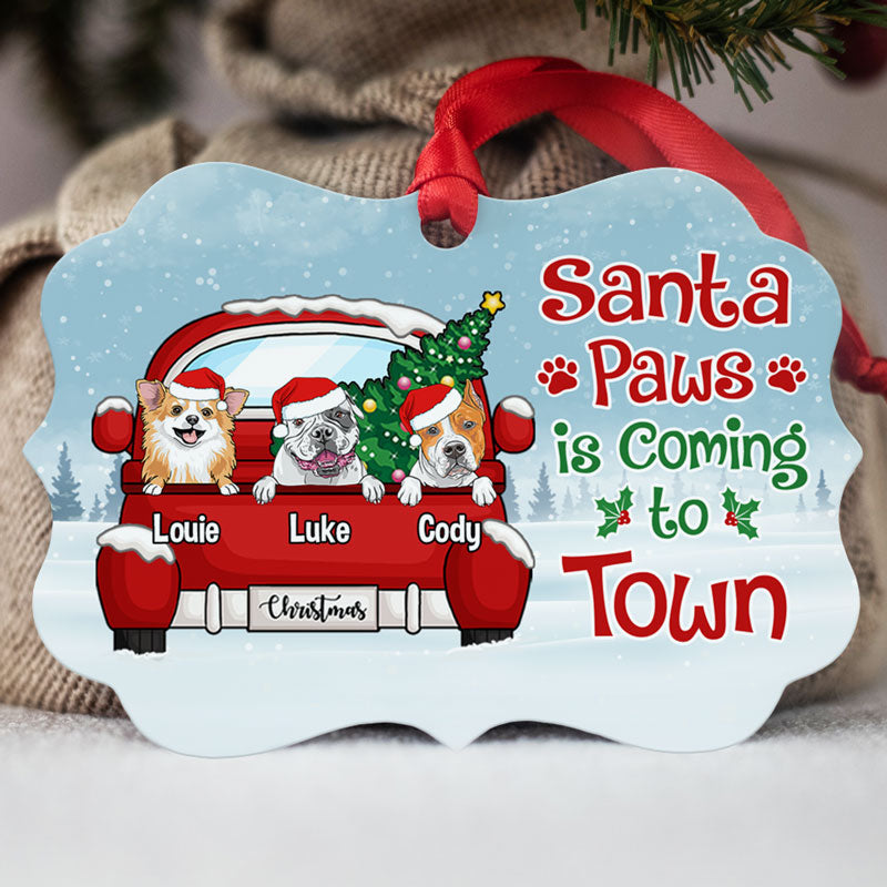 Santa Paws, Personalized Aluminium Ornaments, Custom Holiday Gift For Dog Lovers