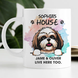 Live here too, Funny Personalized Mug, Custom Gift for Dog Lovers