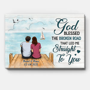 Personalized God Blessed The Broken Road Canvas, Beach Dock, Premium Canvas Wall Art